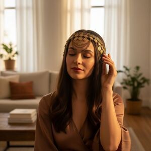 Belly Dance Gold Tone Coins & Chains Headband